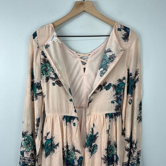 Soieblu Pink Long Sleeve Dress With Blue/Green Floral Pattern - Picture 6 of 8